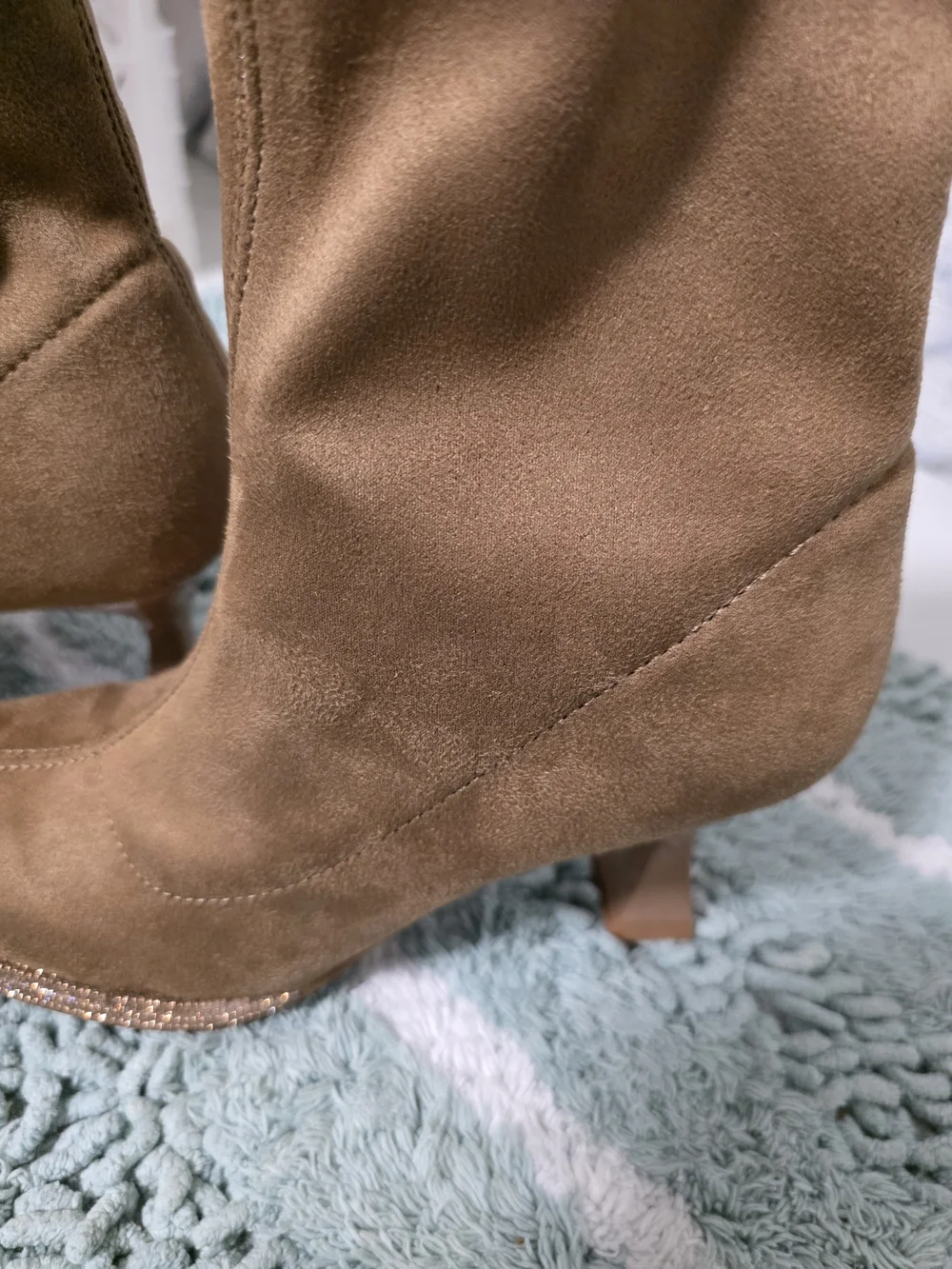 Over-the-Knee Suede Stretch Boots in Brown